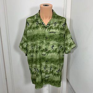 Creations Hawaiian Shirt Terivoile Button Palms XL